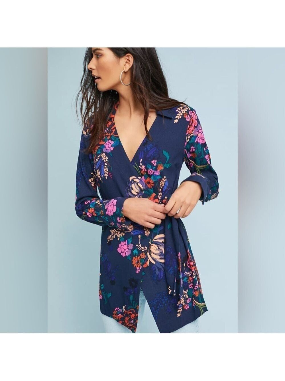Anthropologie Maeve Tunic Marley Wrap Small Floral